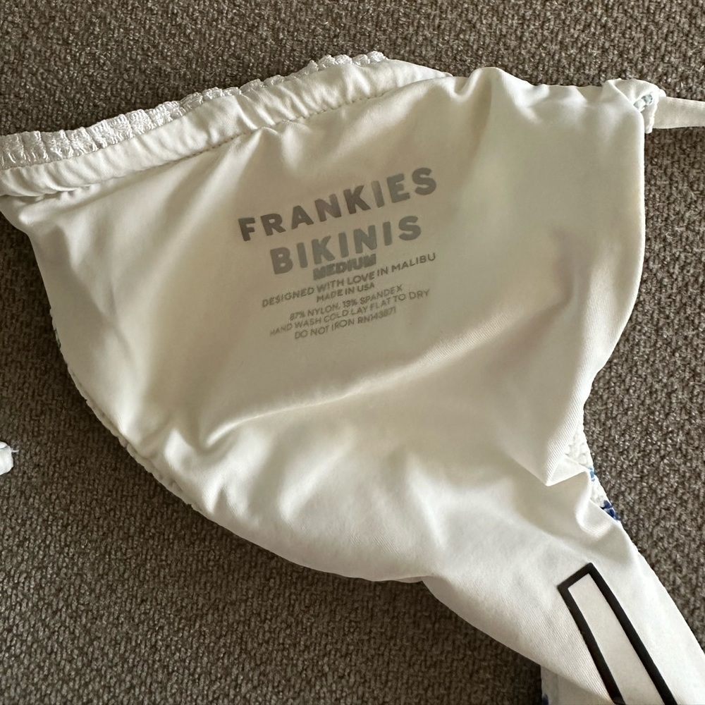 Frankie's Bikinis White Floral Triangle Tie-Side Bikini - Picture 2 of 4